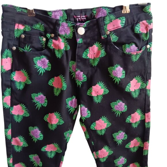 FALLON TAYLOR Women’s Jeans, 29 Floral Printed Stretch Bootcut Denim 29x33 Black - Picture 3 of 5